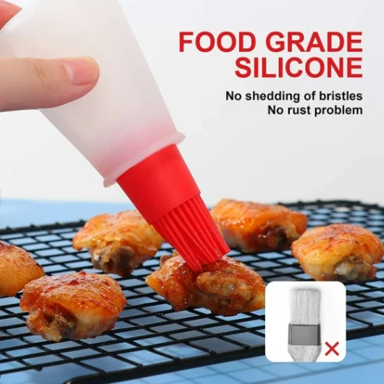 Silicone Oil Dispenser Bottle Brush Pastry Basting Brush Oil Honey Wine Sauce Grill Brush for Barbecue 6