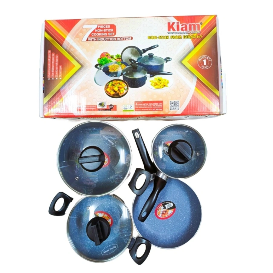 Kiam 7 pcs set With Induction Bottom And Glass Lid 3