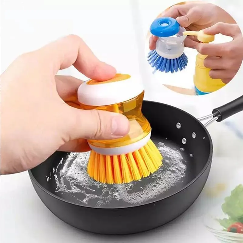 Kitchen Dispense Soap Water Dish Cleaning Brush Creative Washing 2