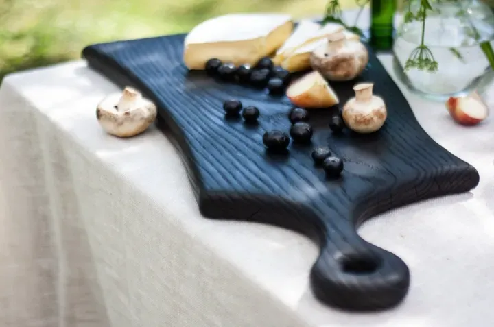 Large Black Cutting Board - Burned Oak Wood Serving board - Cheese Board - Yakisugi board - Chopping Board Charcuterie board Appetizer 2