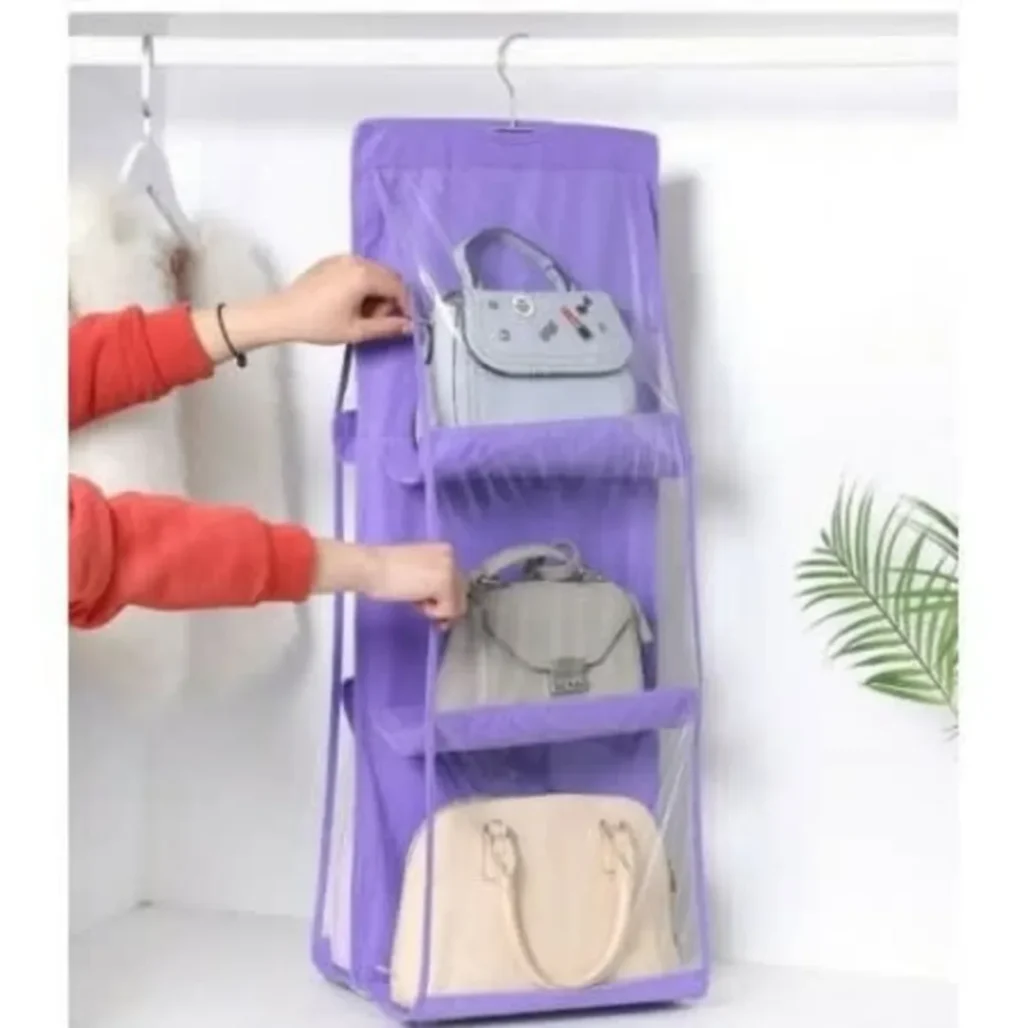 Dust-Proof Storage Bag Holder, Hanging Handbag Organizer 6 Pocket Hanging Organizer, 3