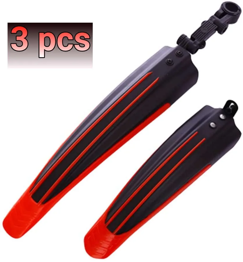 Bicycle Mudguard Downhill Type Red Bicycle Accessories 3pcs 3