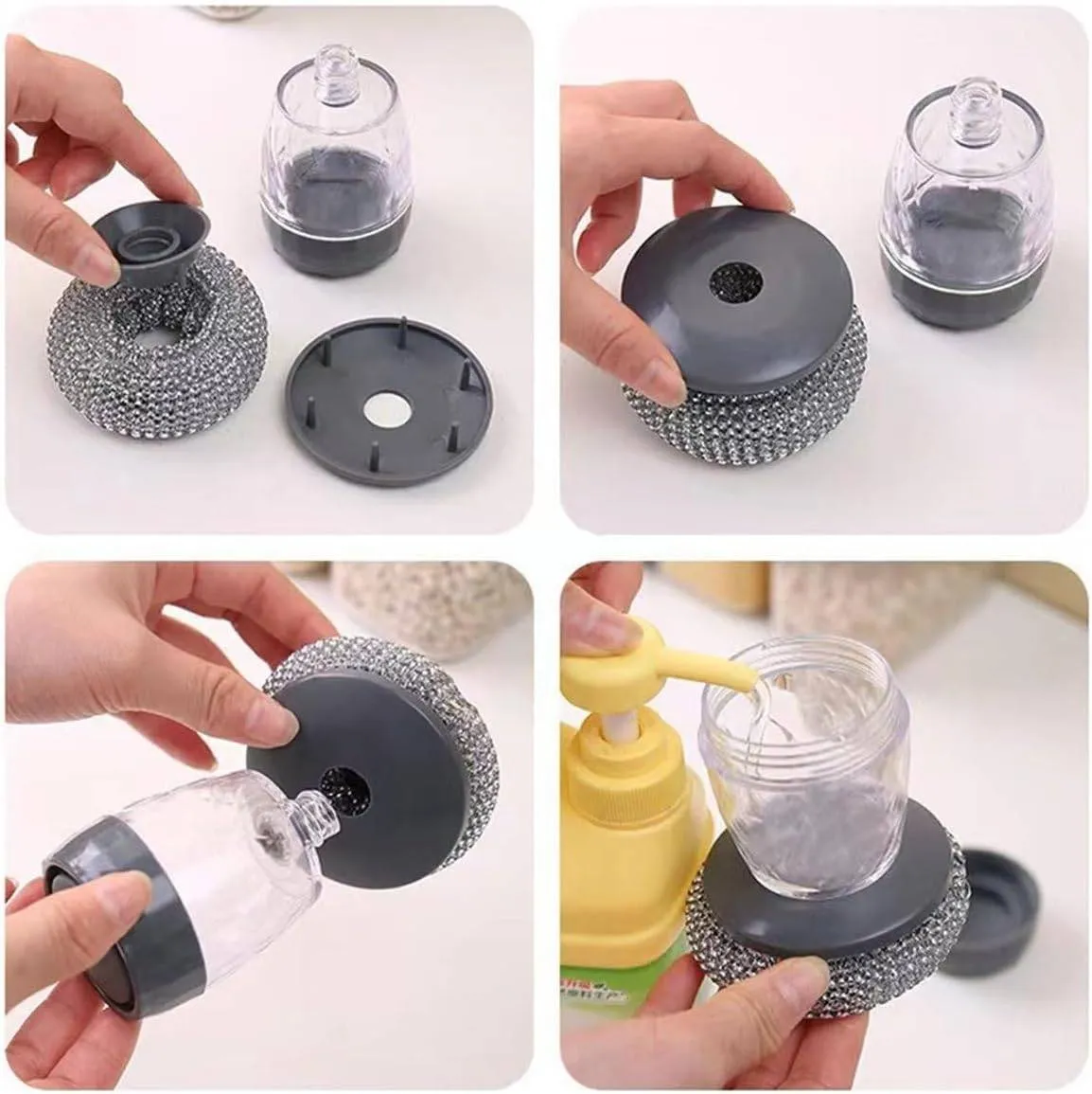 2 in 1 Soap Dispensing Palm Dish Cleaning Brush 4