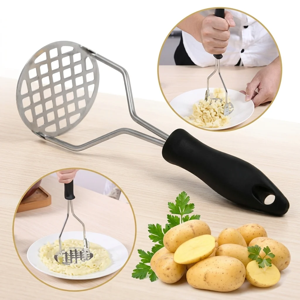 Stainless Steel Potato Press Masher / Burger Press Kitchen Tools Food Masher Crusher 2