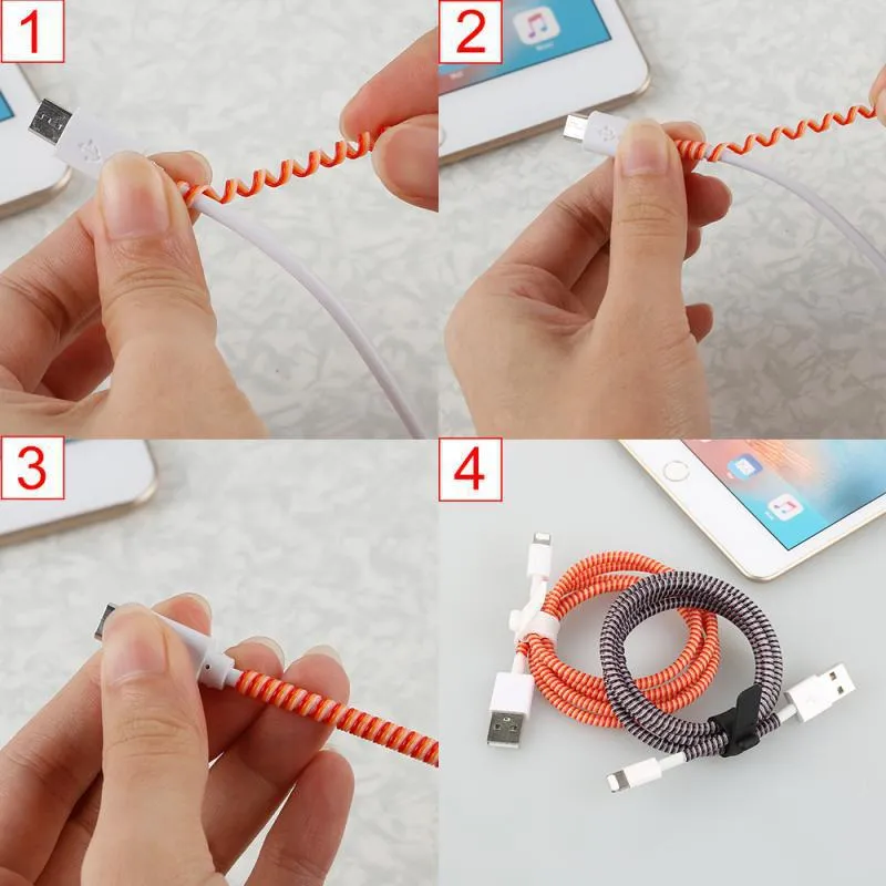 USB Charging Cable Bobbin Winder Data Line Earphone Cover 1.4m 3