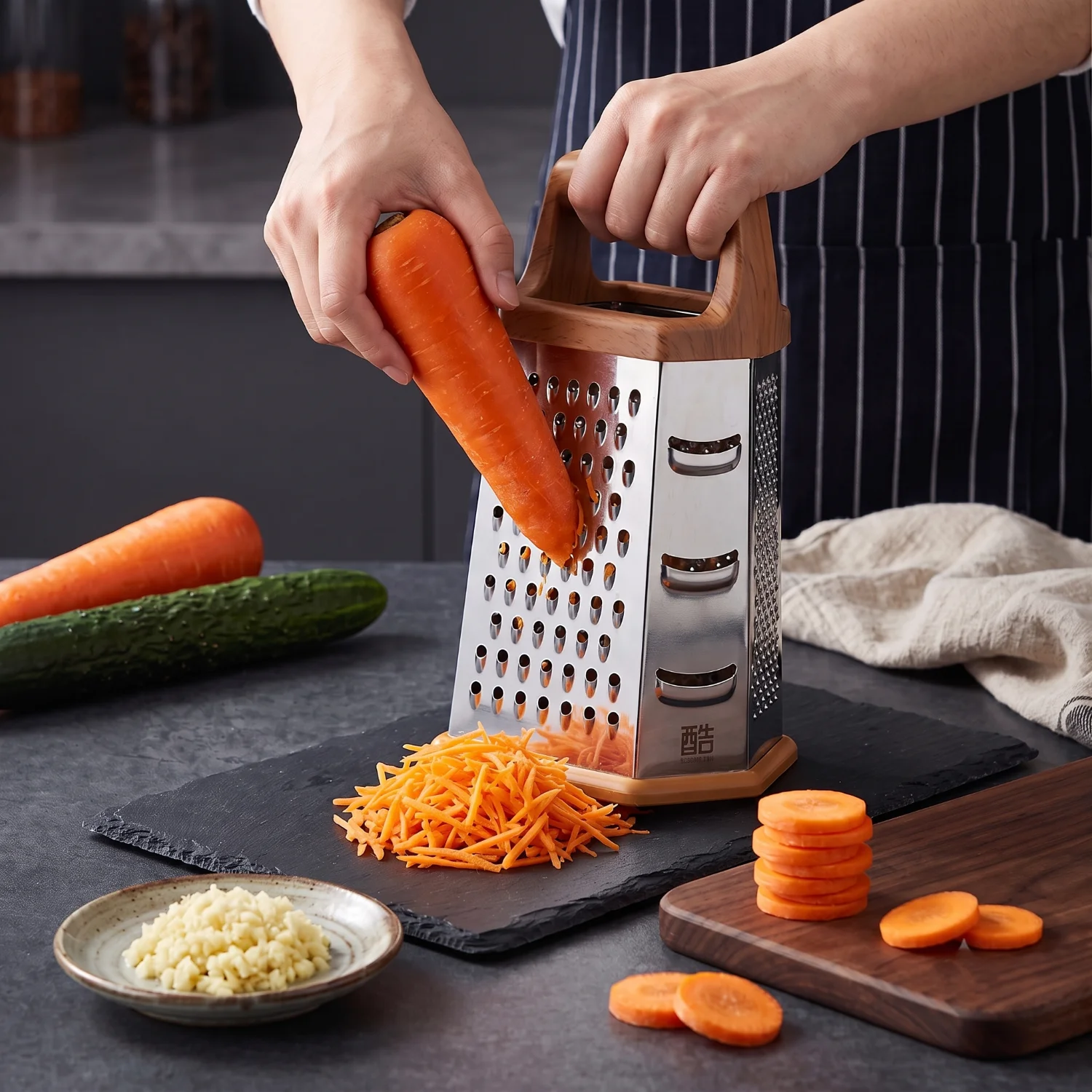 Stainless Steel Tower Grater, 6-Sided Kitchen Grater and Slicer 2