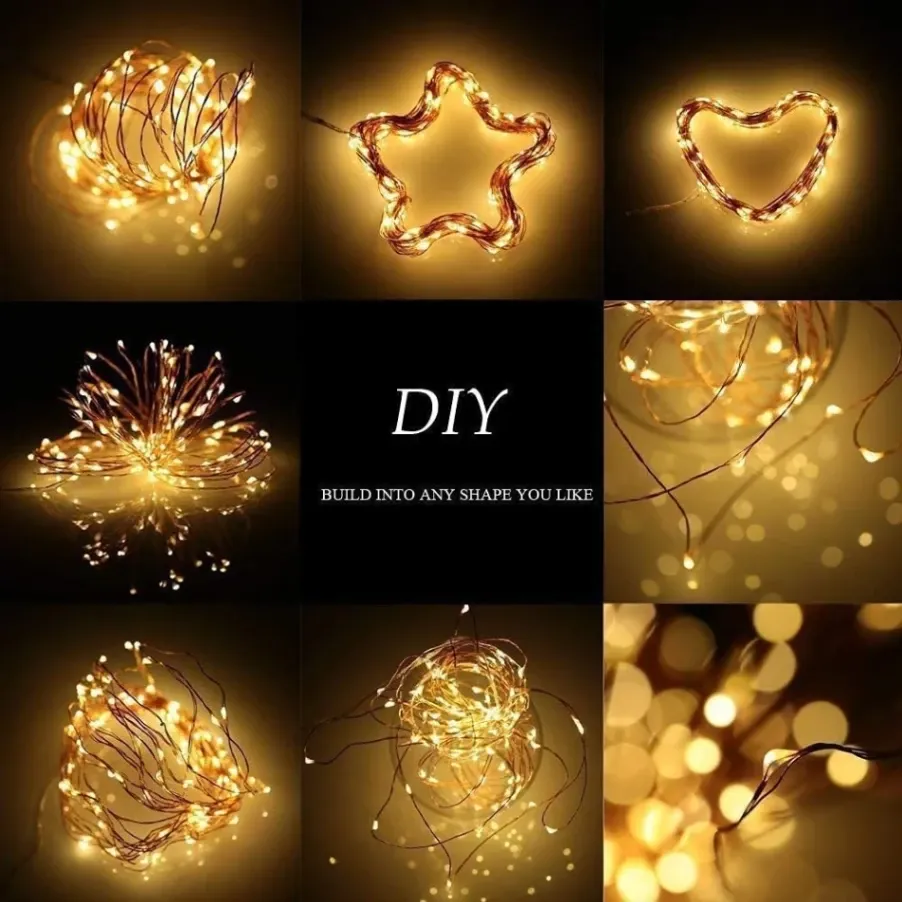Led String Light Battery Powered Copper Wire Starry Fairy Lights, Battery Operated Lights for Bedroom, Christmas, Parties, Wedding, Centerpiece, Decoration 3