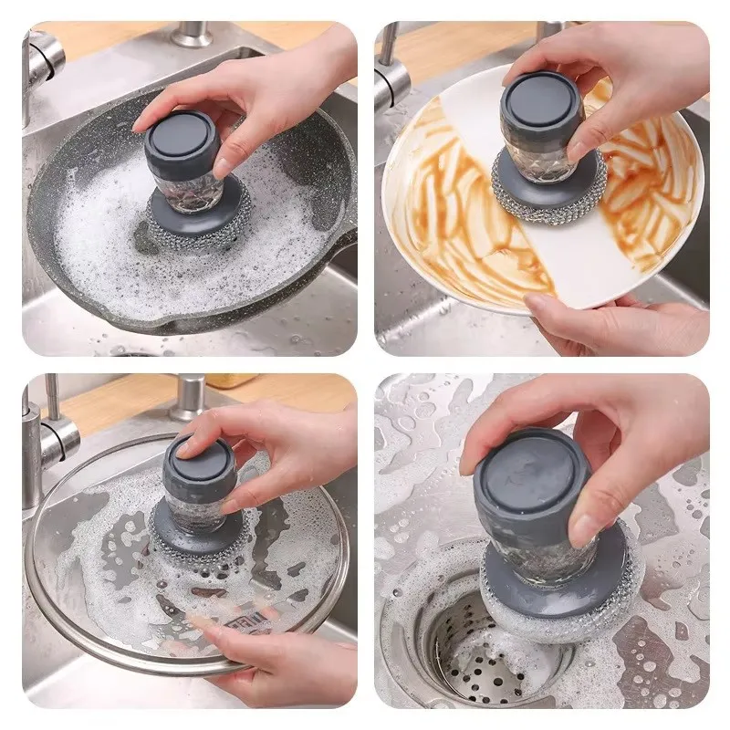 2 in 1 Soap Dispensing Palm Dish Cleaning Brush 3