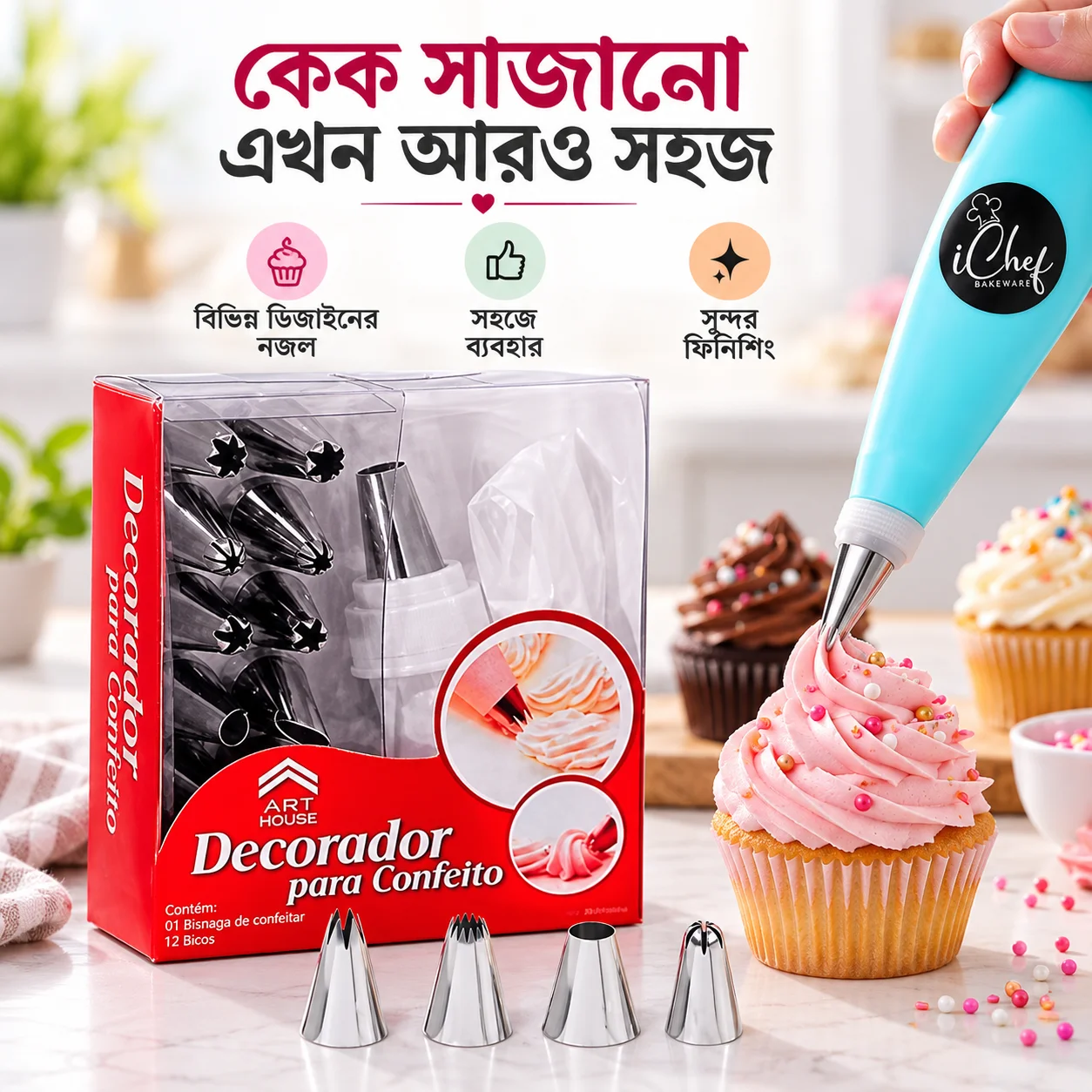 12 Pis Cake Decorating Set Frosting Icing Piping Bag Tips With Steel Nozzles Stainless Steel 12 Pieces Cake Decorating Tools Cake Decoration Tools 2