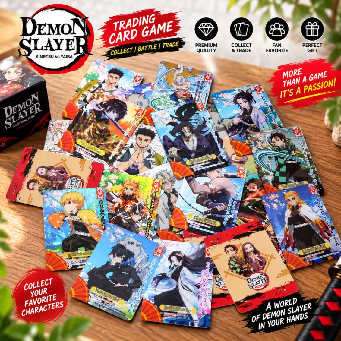 Demon Slayer Mugen Train Anime TCG Card Game English Version SSP Card Ultra Rare Card Tanjirou Kamado Nezuko Character Rare Collectibles Kids Gift Toy Holo Lamination 3