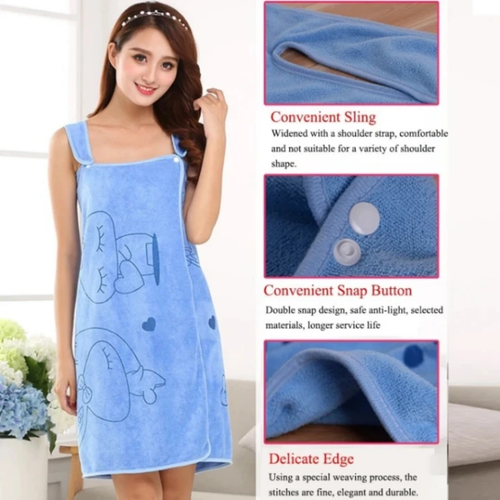 Bathroom Women Bath Towels Wearable Towel Dress Beach Adults Bath Gown Spa Sling Robes Home Nightwear Microfiber Women Bathrobe - Galaxy Paradise 3
