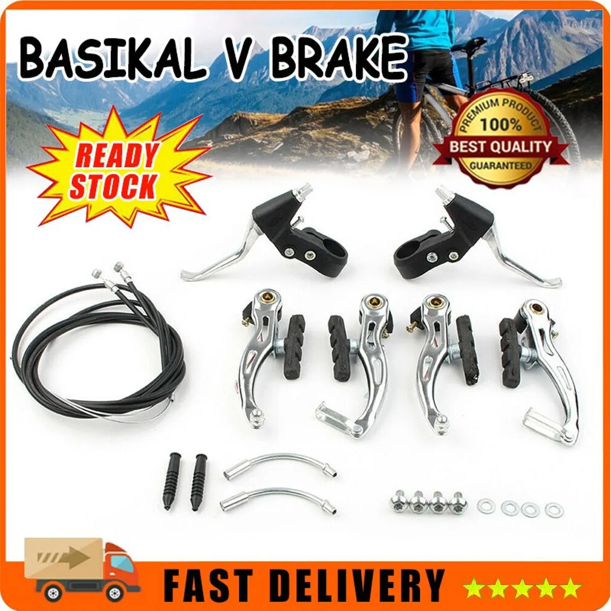 Bicycle V Brake MTB,Cable Wire and Break Lever Full Set 2