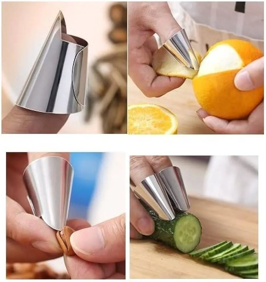 2Pcs Stainless Steel Finger Guard Kitchen Tools, Nail Protector Safe Chopping Kitchen Tools 5
