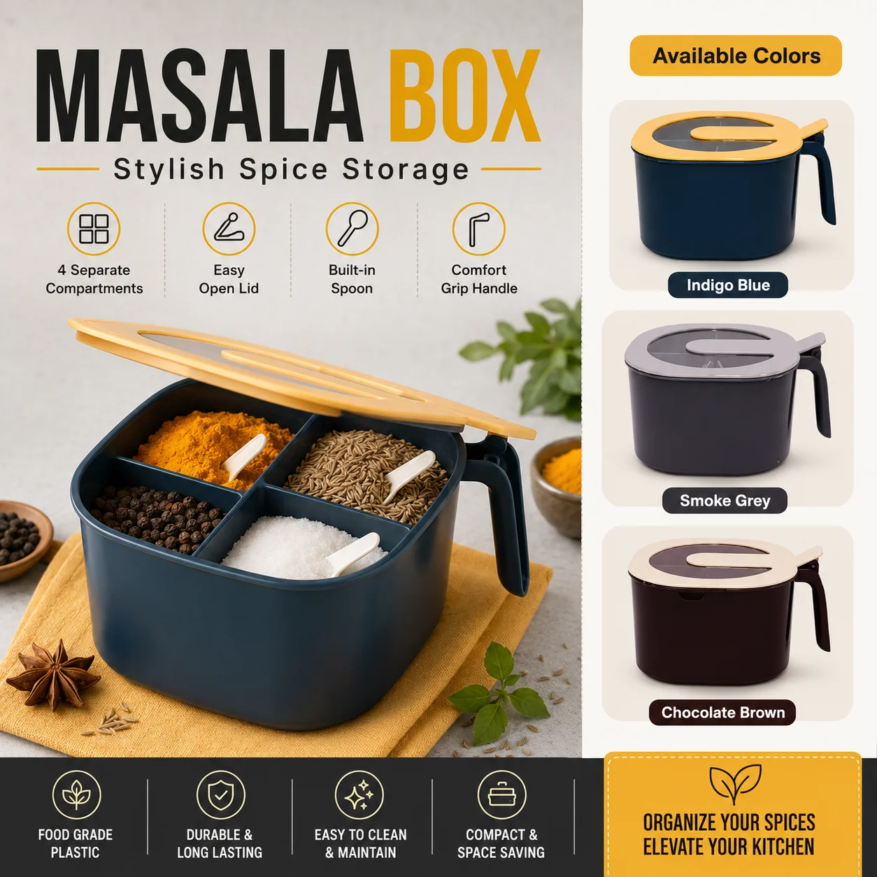Masala Box - Spice Containers - Kitchen Spice Box - kitchen spice containers 1