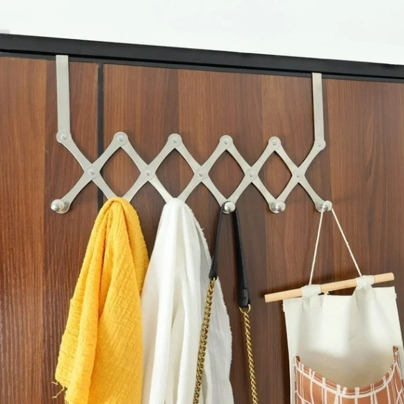 Stainless Steel 6-Hook Flexible Over the Door Hook Hanger 2