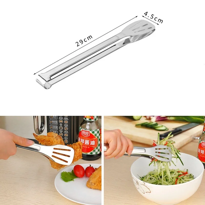 Food Serving Tong, Stainless Steel Food Tongs Kitchen Tongs Utensil Cooking Tong Clip Clamp Accessories Salad Serving BBQ Tools 4