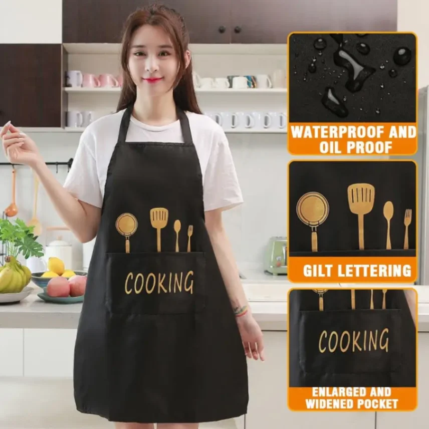 Kitchen Cooking Apron, Waterproof & Anti-Oil Polyester Kitchen Apron 5