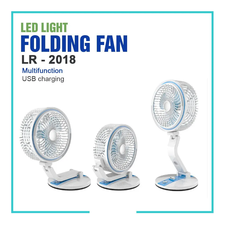 Rechargeable Mini 360 Degree Folding Table Lamp Built In Battery Desktop Fan Desk Light USB Rechargeable Folding Fan with LED Light 5