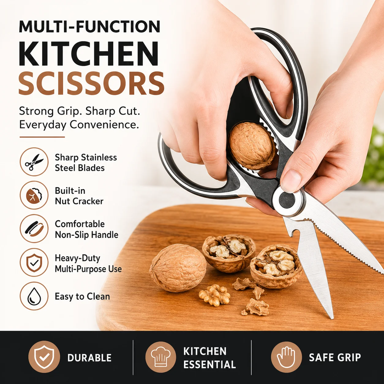 Kitchen Scissor (Black) Heavy Duty Stainless Steel Kitchen Scissors 3
