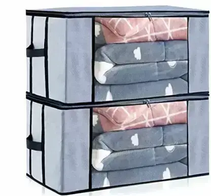 Blanket Storage Bag, Foldable Space-saving Non-woven Fabric Folding Stackable Blanket Storage Bag for Wardrobe 5