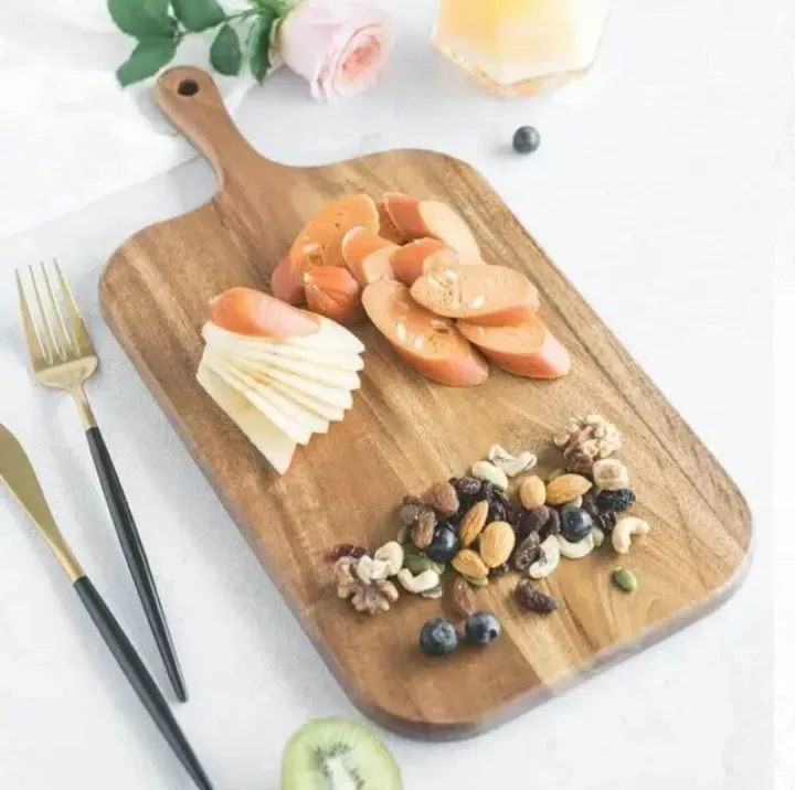 Wooden Cutting Tray with Handle, Versatile Serving Tray for Kitchen and Household Use 5
