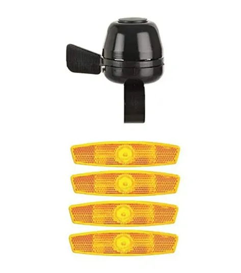 Cool Stylish 4 PCS Front Rear Cycle Reflector Light with Cycle Bell All Black Aluminium Stylish Unisex 2