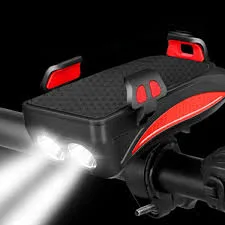 4 in 1 Bicycle USB Rechargeable Led Bicycle Light with Horn and Mobile Holder With PowerBank 4