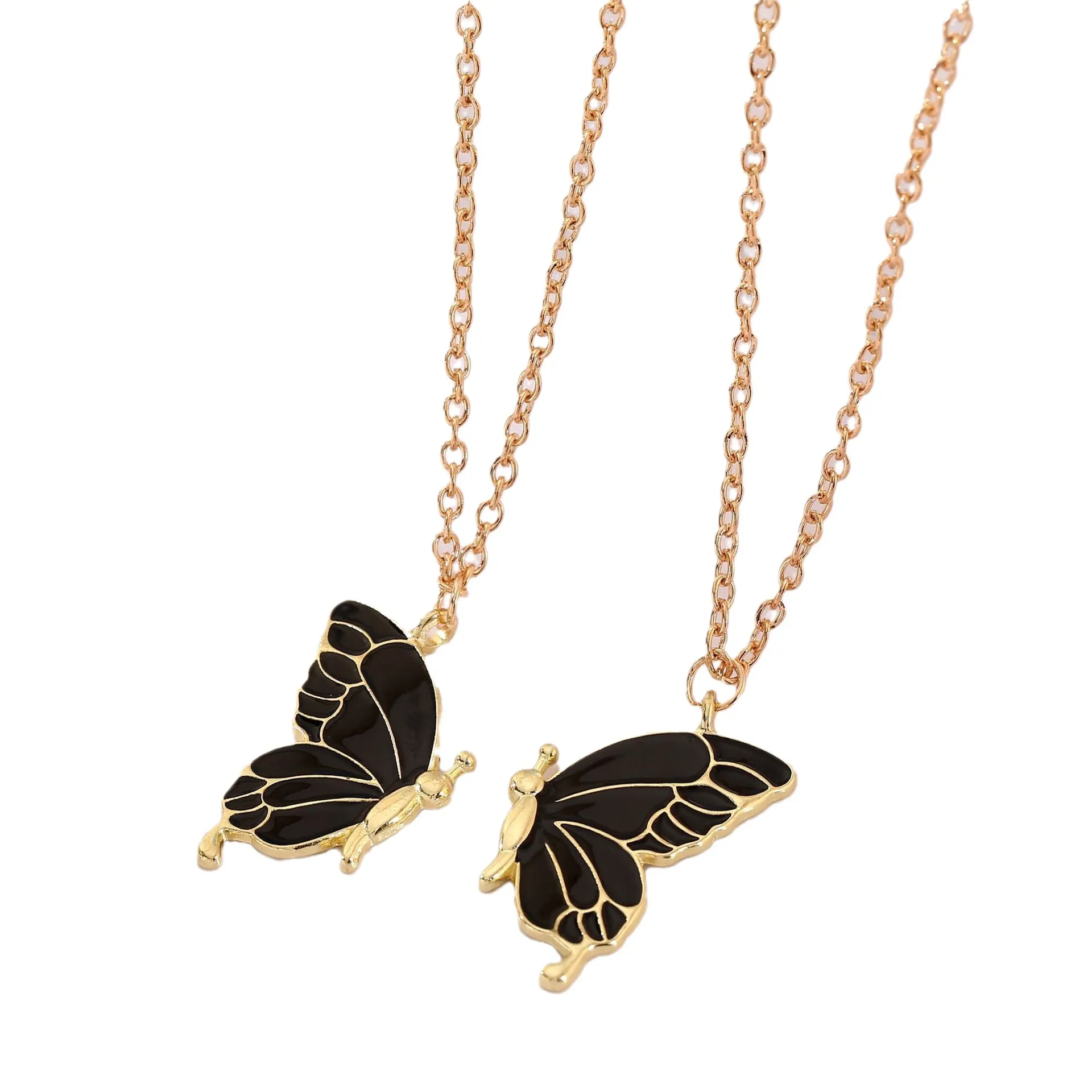 Trendy 2 Pcs/set Butterfly Necklace for Couple Gift - Butterfly Pendant Card Necklaces for Girls Simple Stylish - Chain Necklace for Women New Collection - Gifts for Best Friend. 4