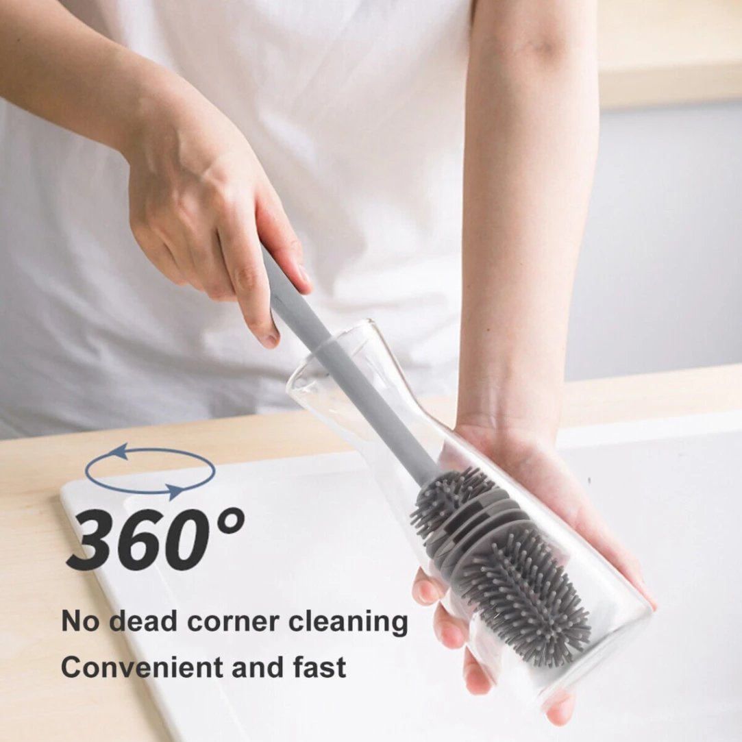Silicone Bottle Cleaning Brush Bottle Cleaner for Washing Baby Bottles Handle Brush 7