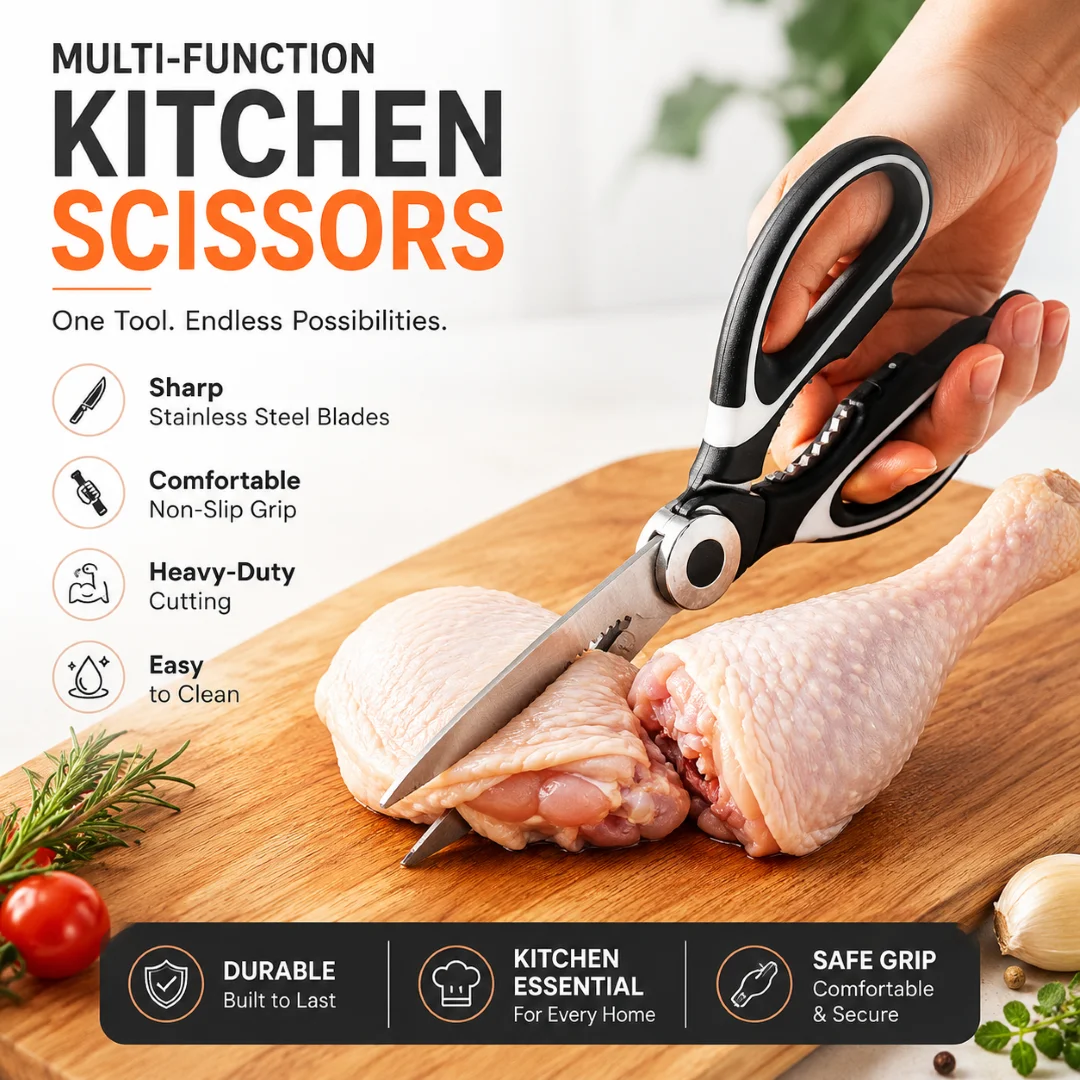 Kitchen Scissor (Black) Heavy Duty Stainless Steel Kitchen Scissors 1