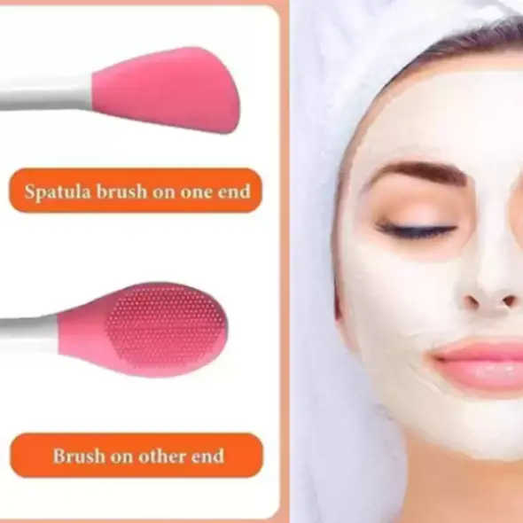 2 in 1 Silicon Facial Mask Applicator, Handheld Face Wash Brush for Pore Cleansing, Gentle Exfoliating, Removing Blackhead Brush 3
