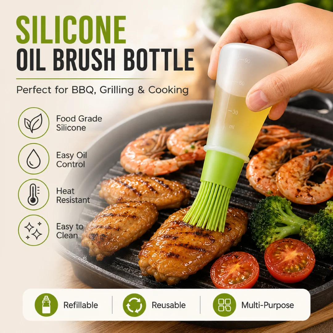 Silicone Oil Dispenser Bottle Brush Pastry Basting Brush Oil Honey Wine Sauce Grill Brush for Barbecue 1