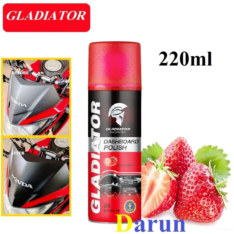 গ্ল্যাডিয়েটর ড্যাশবোর্ড পলিশ স্ট্রবেরি 220ml, মোটরসাইকেল পলিশ, বাইক পলিশ, সাইকেল পলিশ, ইনস্ট্যান্ট শাইন স্প্রে পলিশ - car accessories 2