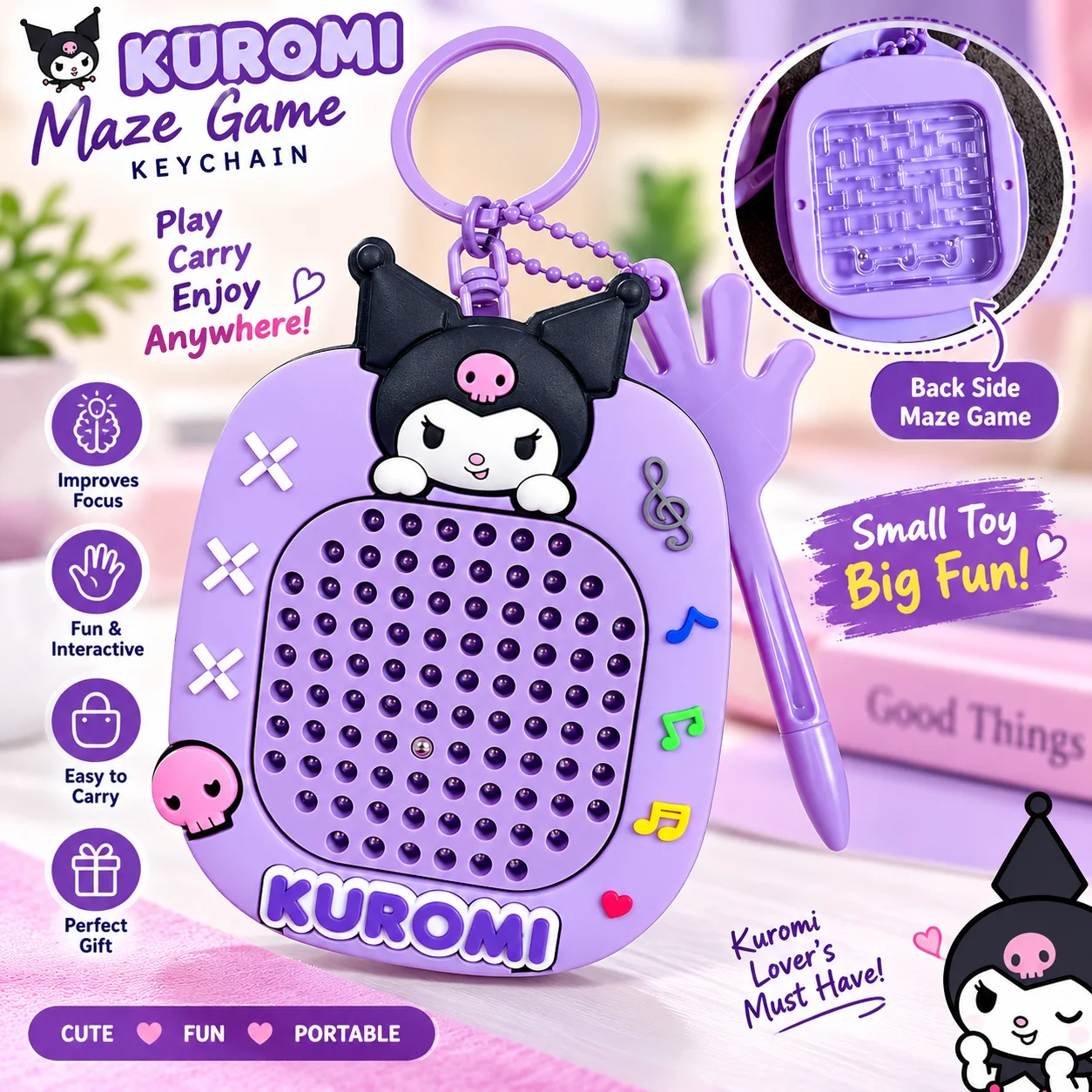 Mini 3-in-1 Magnetic Bead Drawing Board & Maze Keychain – Fun Cartoon Steel Ball Puzzle | Creative Doodle Board |Birthday Goodies 3
