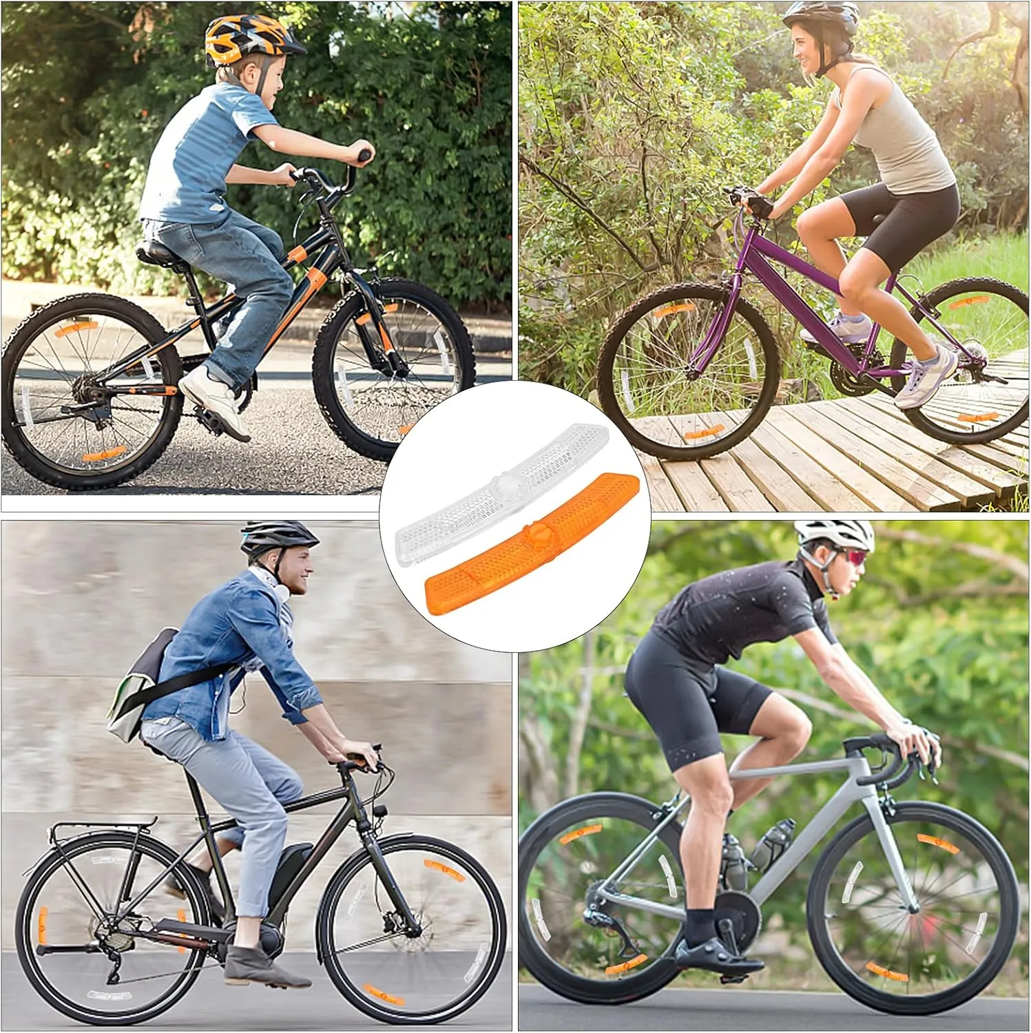 4 Pieces Bike Wheel Spoke Reflectors Orange Bike Reflectors Wheel Spoke Reflectors White Bike Spoke Reflectors Bicycle Safety Reflectors 4