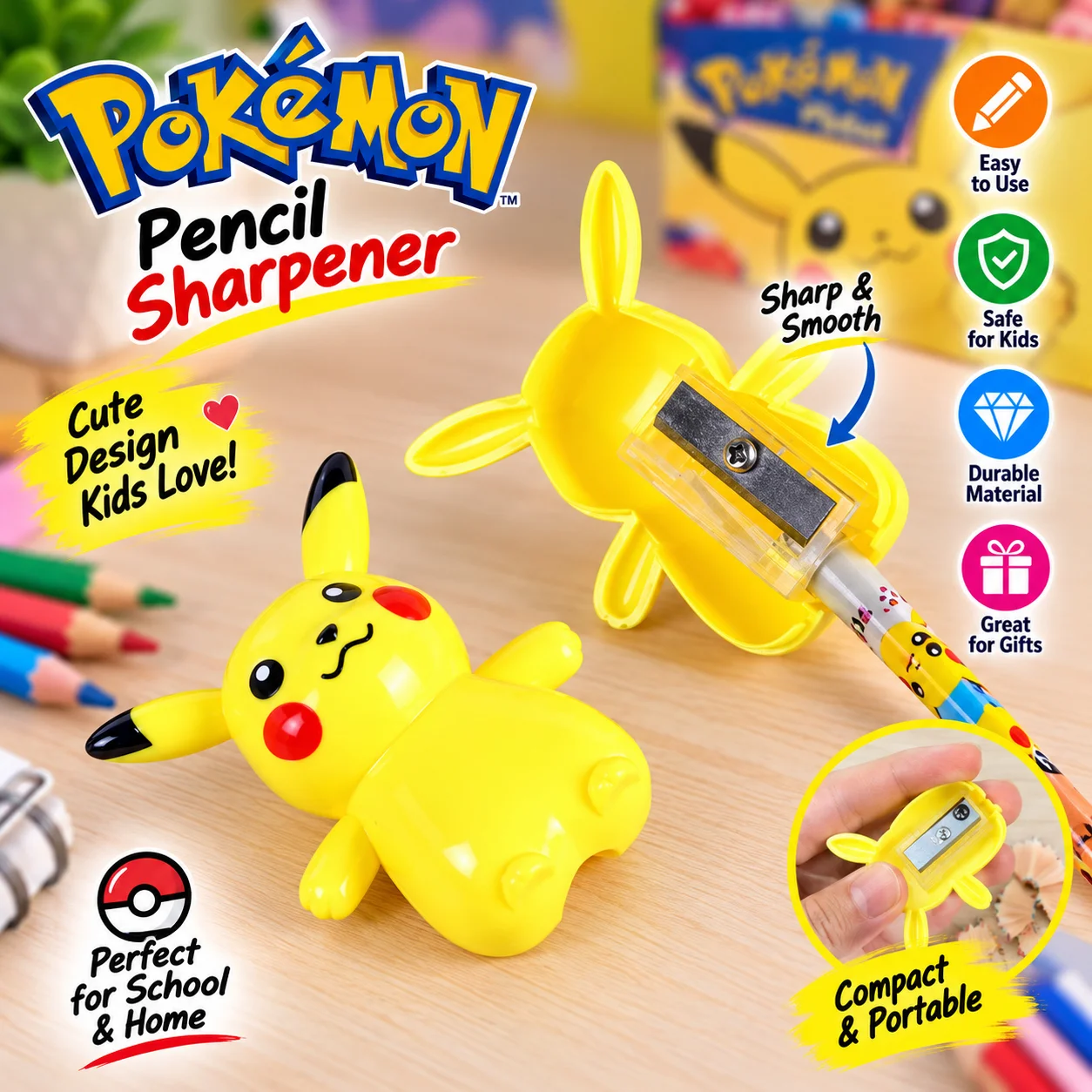 Pokemon Pikachu Sharpener - Stationary Cute Cartonn Sharpner 3