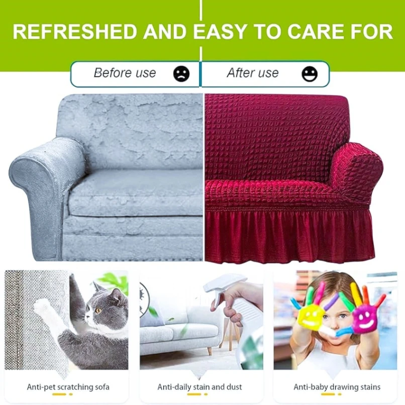 Turkish Sofa Cover (3 Seat) Turkish Spandex Fabric Sofa Cover 6