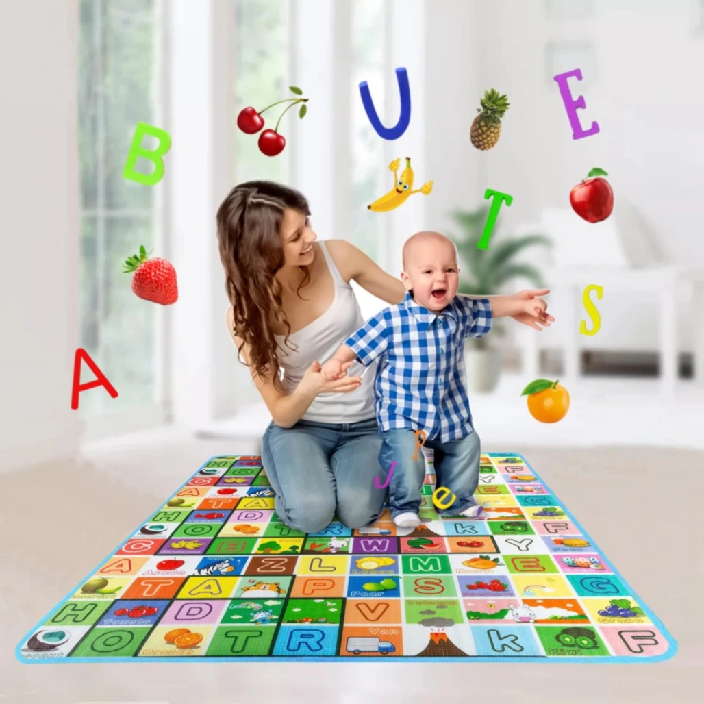 Baby Alphabet Play Mat Double Sided Print, Water Proof Baby Learning Floor Mat, 4
