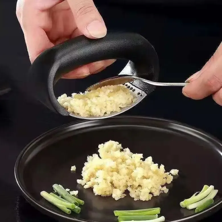 Garlic Press Chopper and Mincer, Stainless Steel Garlic Crusher Ginger Mincer Squeezer Press Chopper with Handle 6
