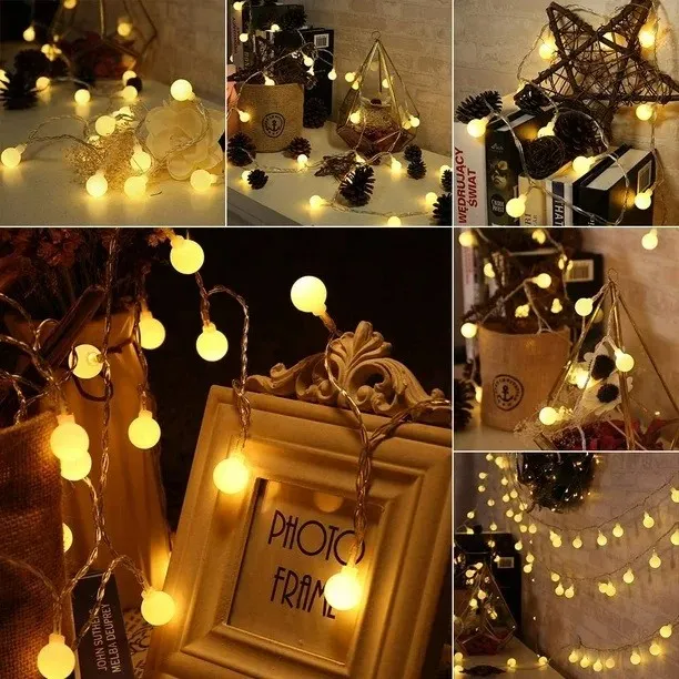20 led Ball shape Fairy Lights, warm white snow ball Waterproof Decorative Fairy Lights 20 pieces set - Room Decoration Light 3