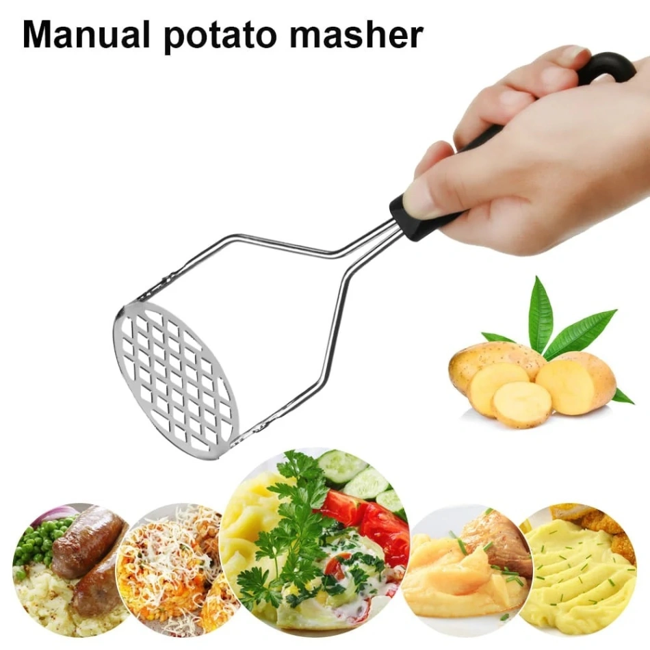 Stainless Steel Potato Press Masher / Burger Press Kitchen Tools Food Masher Crusher 4