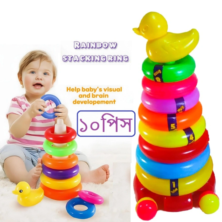 Rings Tower Baby, Colorful Rainbow Tower, Children Stacking Ring, Ring Stacking Pyramid Toy 2
