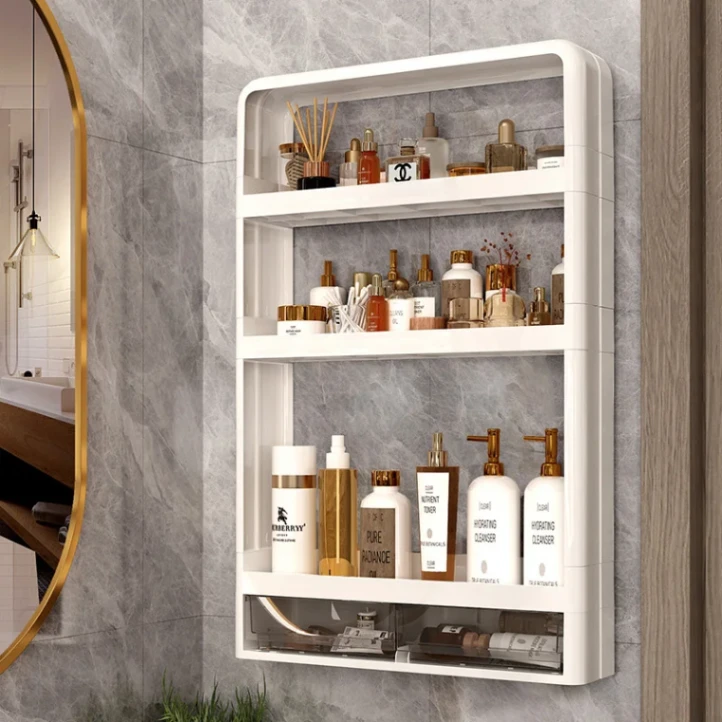 4 Layer Kitchen, Bathroom, Wall Mounted Shelf Multifunctional Toiletries Storage Rack. Kitchen Seasoning Bottle Storage Rack. Cosmetics Organizer 6