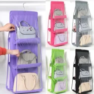 Dust-Proof Storage Bag Holder, Hanging Handbag Organizer 6 Pocket Hanging Organizer,