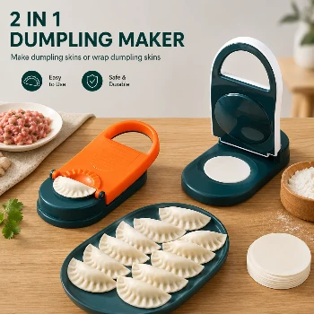 Dumpling and Pitha Maker Dough Pressing Mold - Orange and Blue