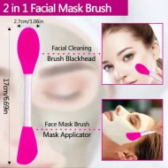 2 in 1 Silicon Facial Mask Applicator, Handheld Face Wash Brush for Pore Cleansing, Gentle Exfoliating, Removing Blackhead Brush
