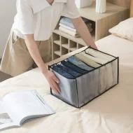 7 Grids Clothes Organizer, Clothes Closet Organizers and Storage Clothes Drawer, Compartment Foldable Closet Drawer Organizer Storage Box for Jeans, Leggings, T-shirt, Skirts(Gray)