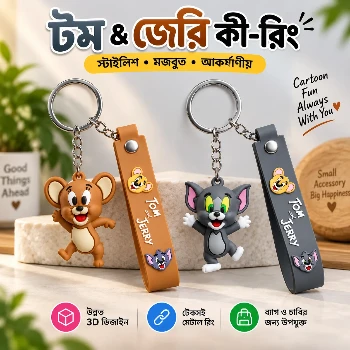 TOM & JERRY Cute Keychain, trendy cartoon keychain accessory, bag pendant keyring for students