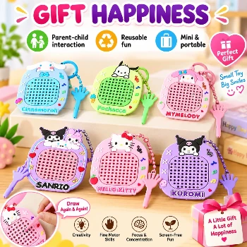 Mini 3-in-1 Magnetic Bead Drawing Board & Maze Keychain – Fun Cartoon Steel Ball Puzzle | Creative Doodle Board |Birthday Goodies
