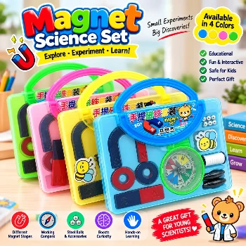 Creative Educational Learning Magnet Set With Compass and Plastic Box